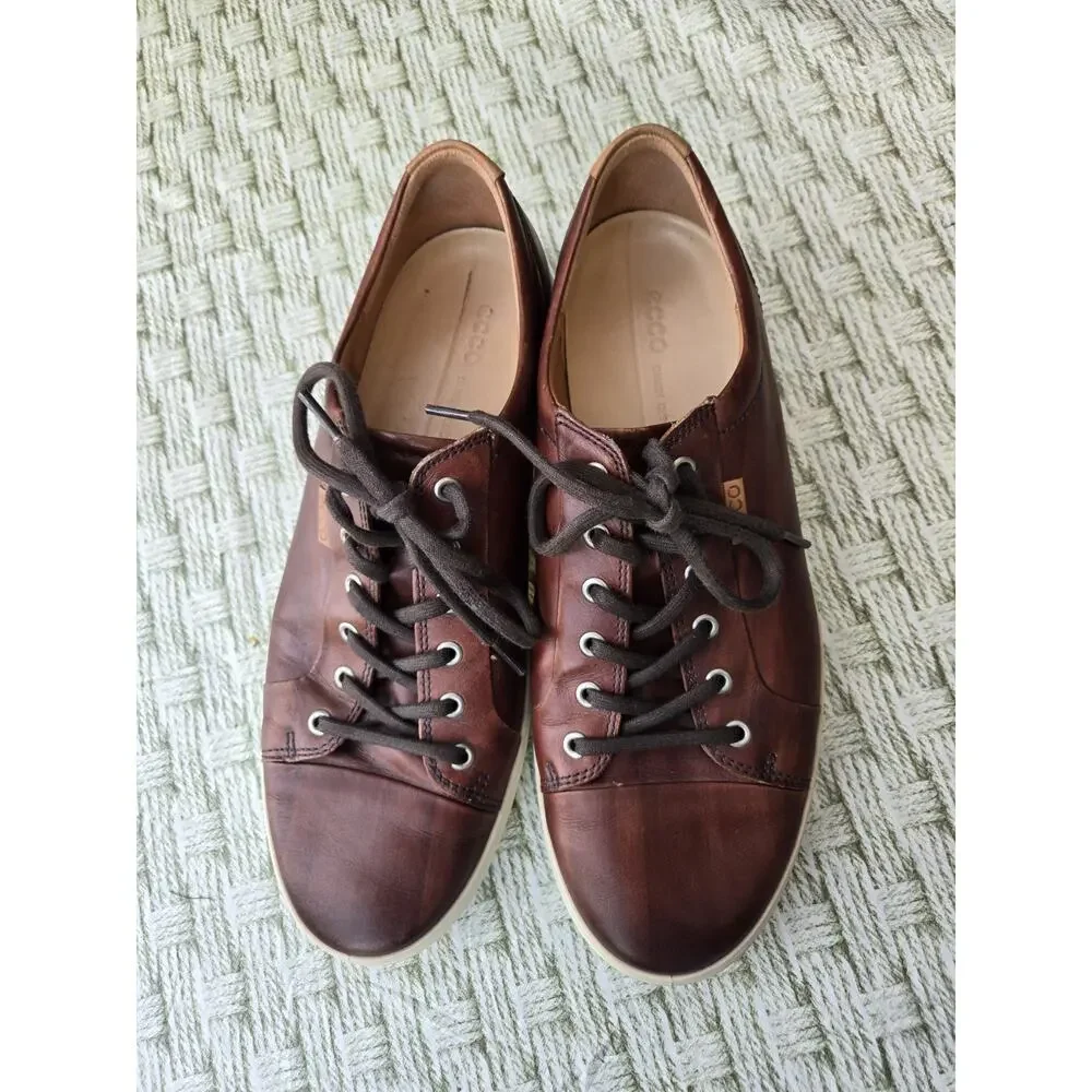 ECCO Soft 7 Brown Leather Men's EU 46 US 12 12.5 Low Top Sneakers Shoes
